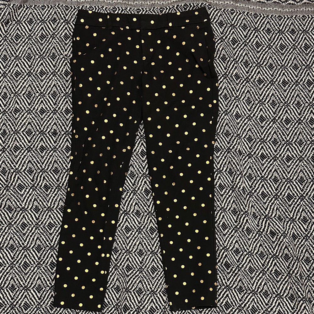 Old Navy Pixie Skinny Ankle Pants Black Trousers with Gold Dots